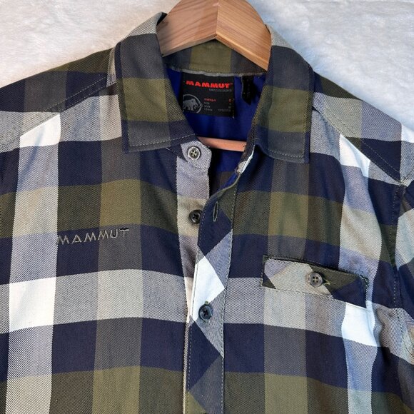Mammut Men’s Plaid Button-Up Shirt Blue Green White Size S Flannel Hiker Wear - Picture 4 of 9